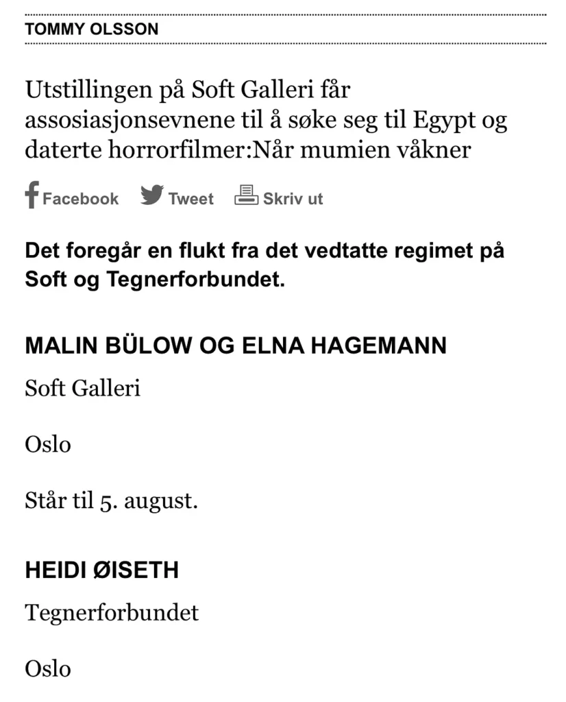 Heidi Øiseth - Når Mumien Våkner, Anmeldelse Tommy Olsson, Tegnerforbundet 2018 ( Klassekampen)
