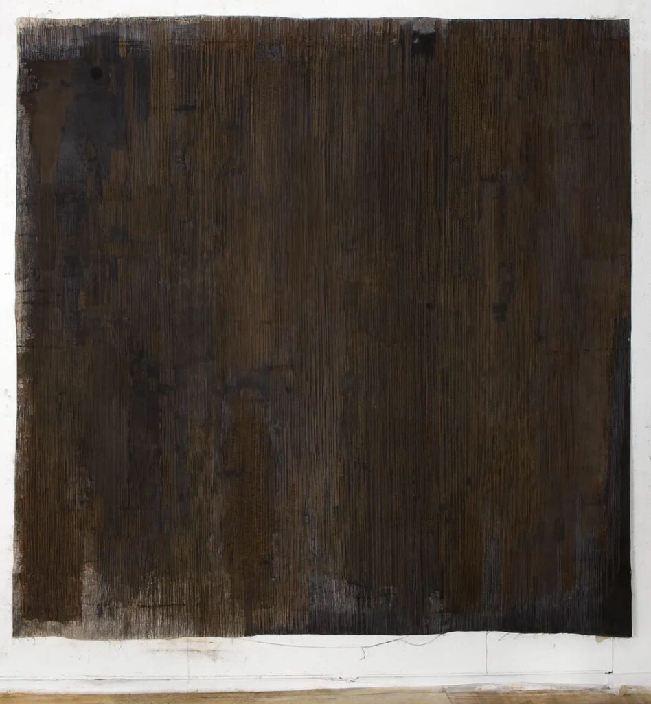 Serie: Behind the Layers, you will maybe find the Surface. Tittle: Behind the Surface, Rust. Big Drawing on canvas. Works to be seen in Beijing Dangdai Art fair 23-26/5 2024 Photo: Lens-Gallery Beijing, Curator Algae Wang