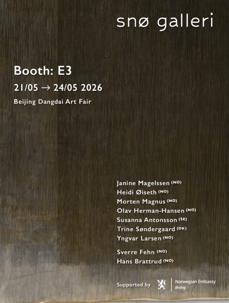 Dangdai Artfair, Bejing, China 21/5-24/5 2026, with my work Floating 150 cm x 150 cm, Right wall. Representert av SNØ Galleri Oslo, Algae Wang