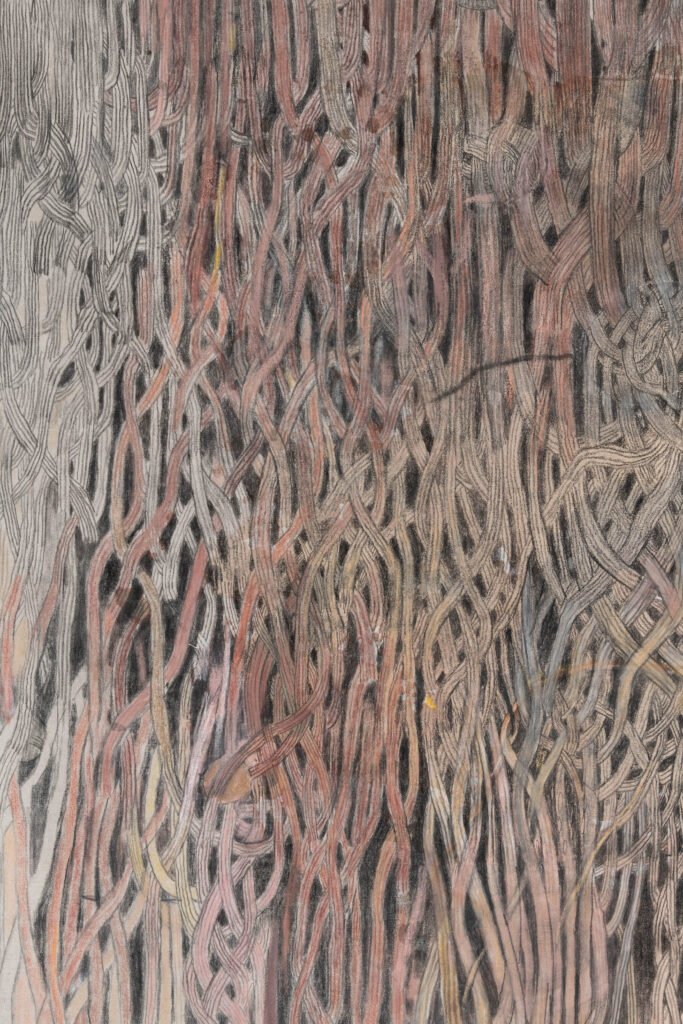 Loose Ends, SNØ galleri Oslo, 9/7-6/8 2026. Verk: Loose Ends 2, h 155 cm x b 135 cm